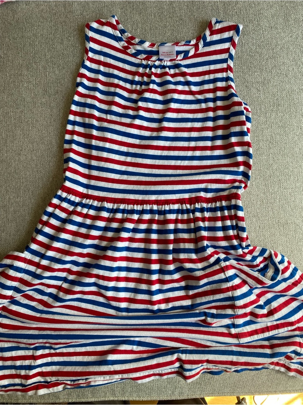 Hanna Andersson Red White Blue Striped Sleeveless Cotton Dress